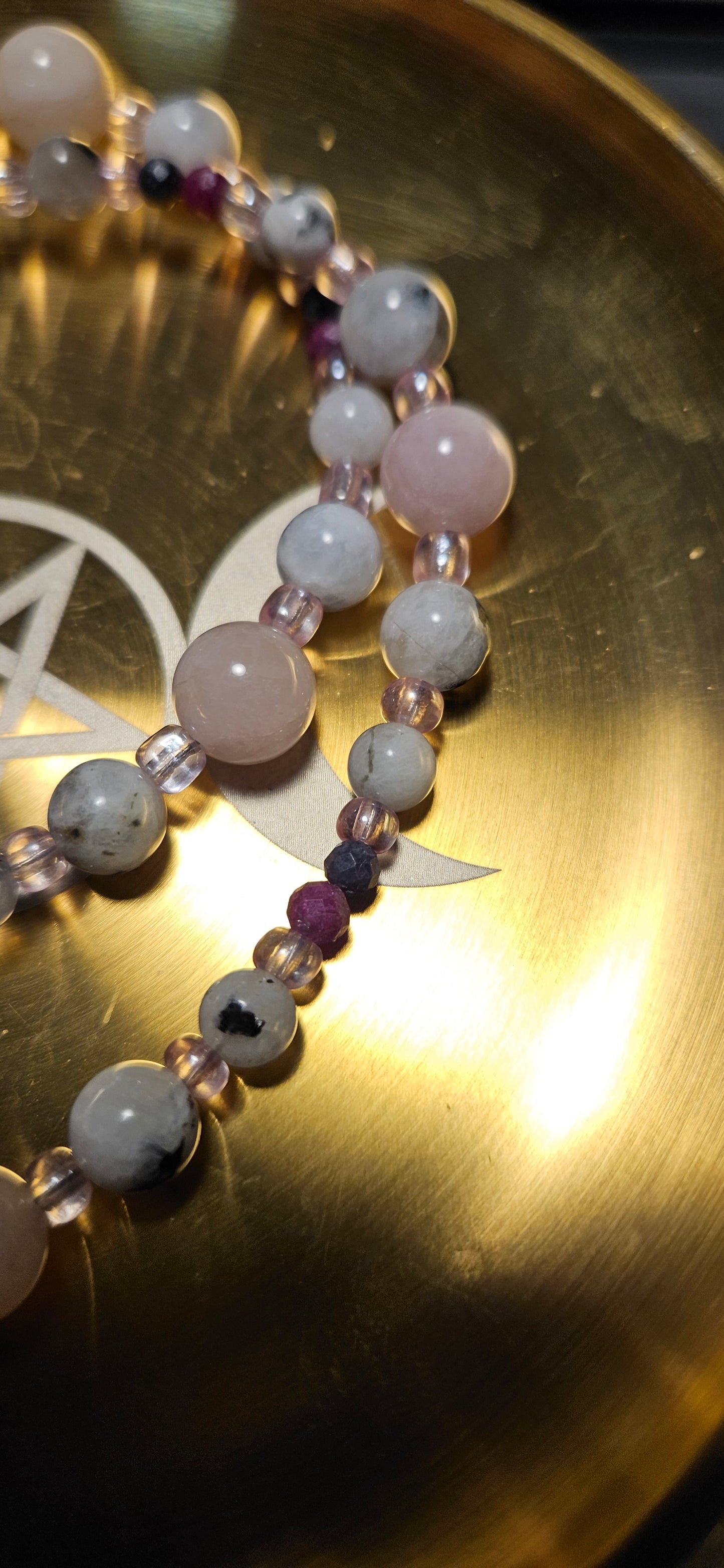 Morganite, Moonstone, Ruby & Sapphire Necklace โ 21.5" Gemstone Jewelry