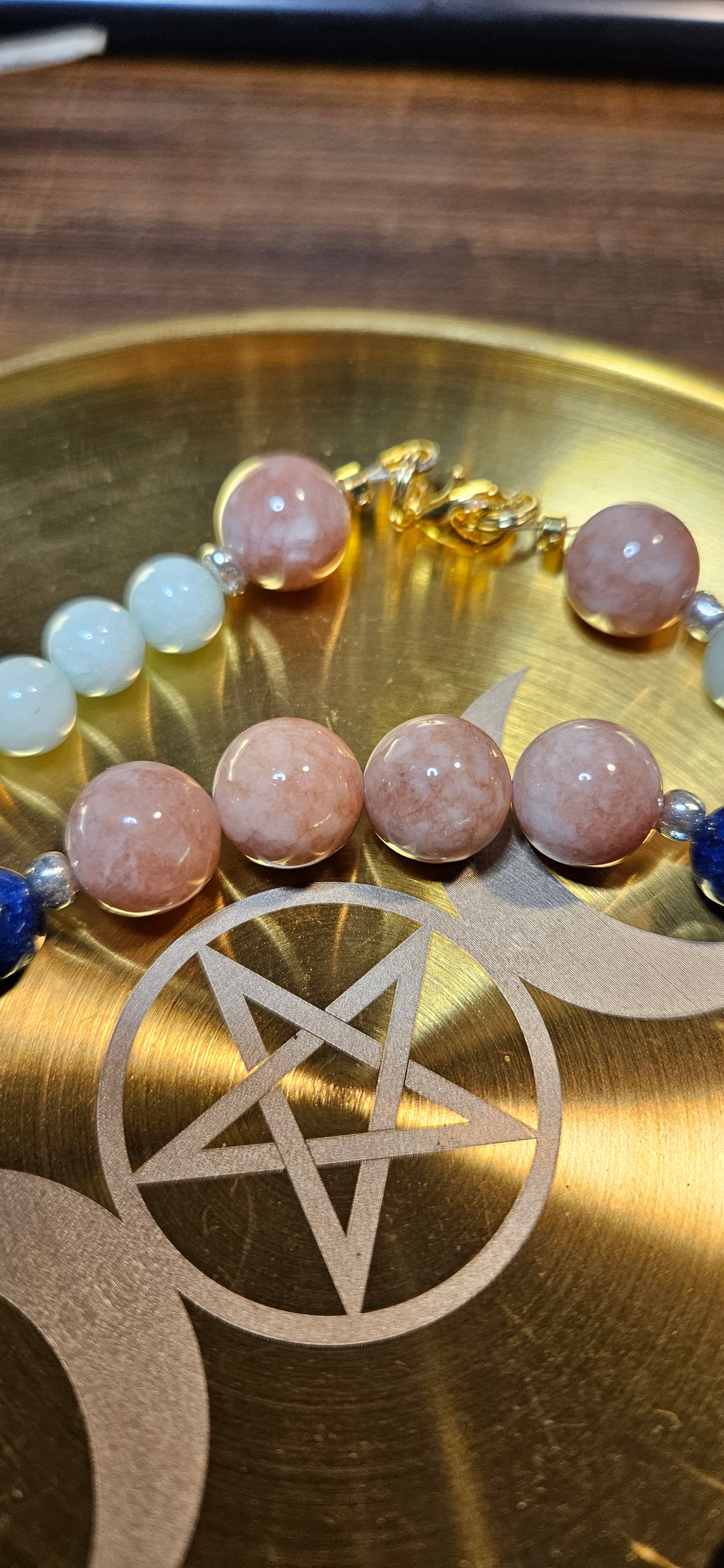 Lapis Lazuli, Amazonite & Sunstone Necklace – 21" Beaded Gemstone Jewelry