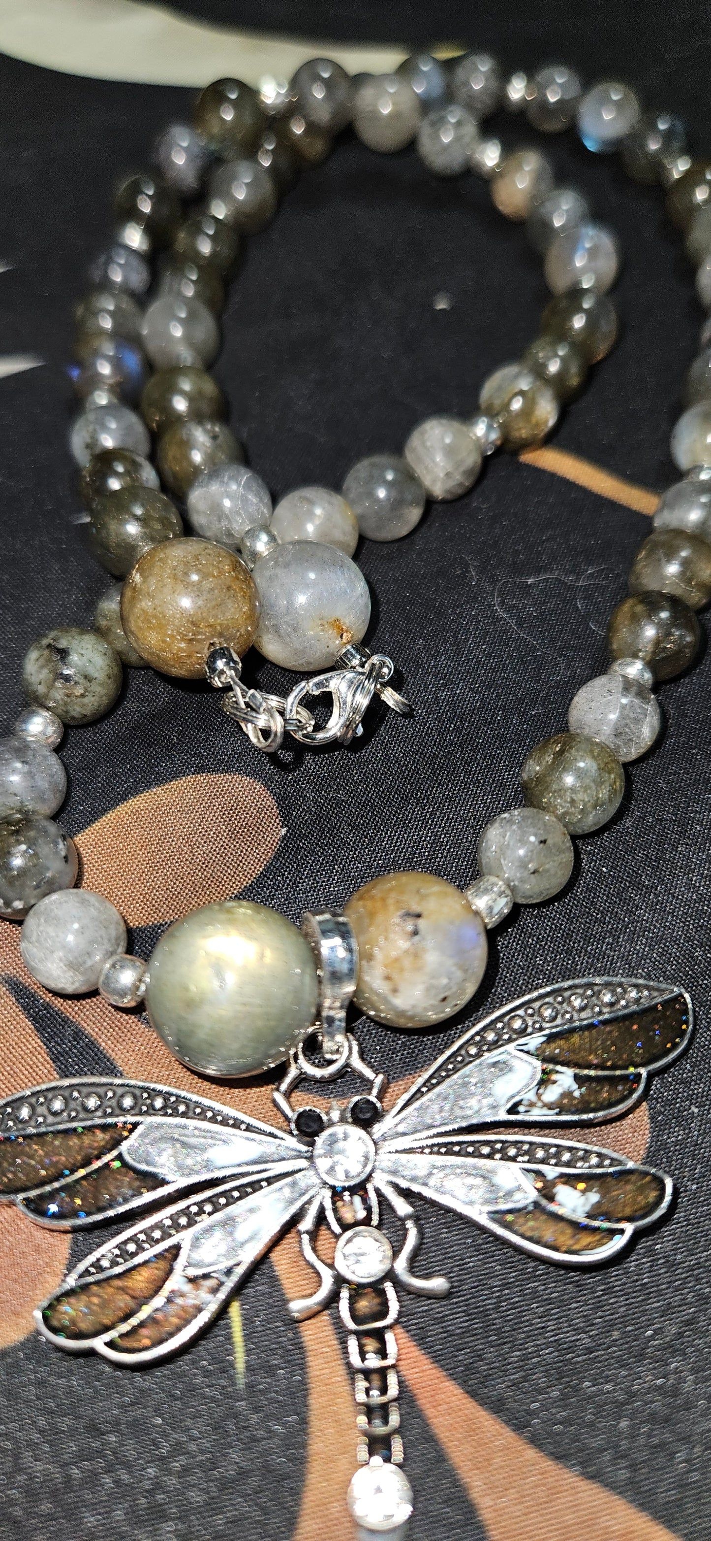 Labradorite Necklace with Dragonfly Pendant