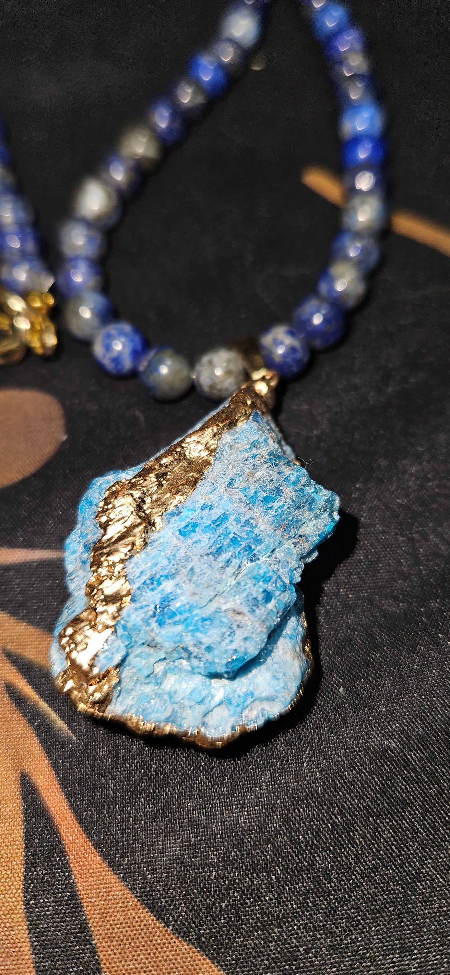Lapis Lazuli Necklace with Raw Sodalite pendant