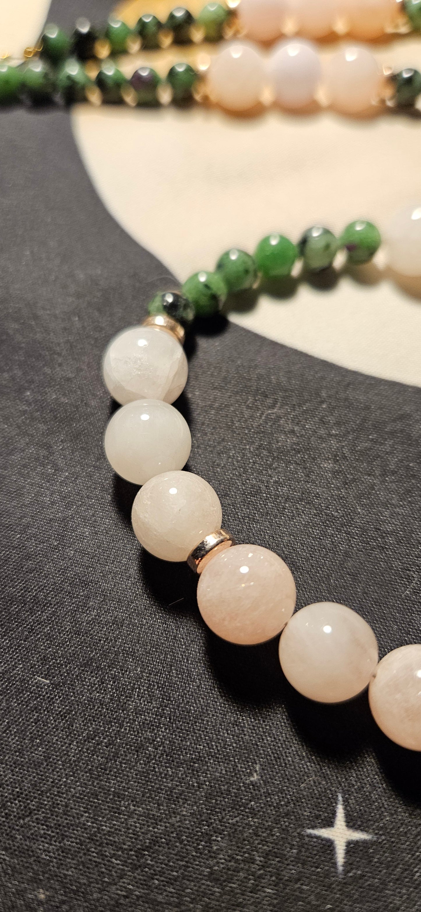 Morganite and Ruby Zoisite necklace