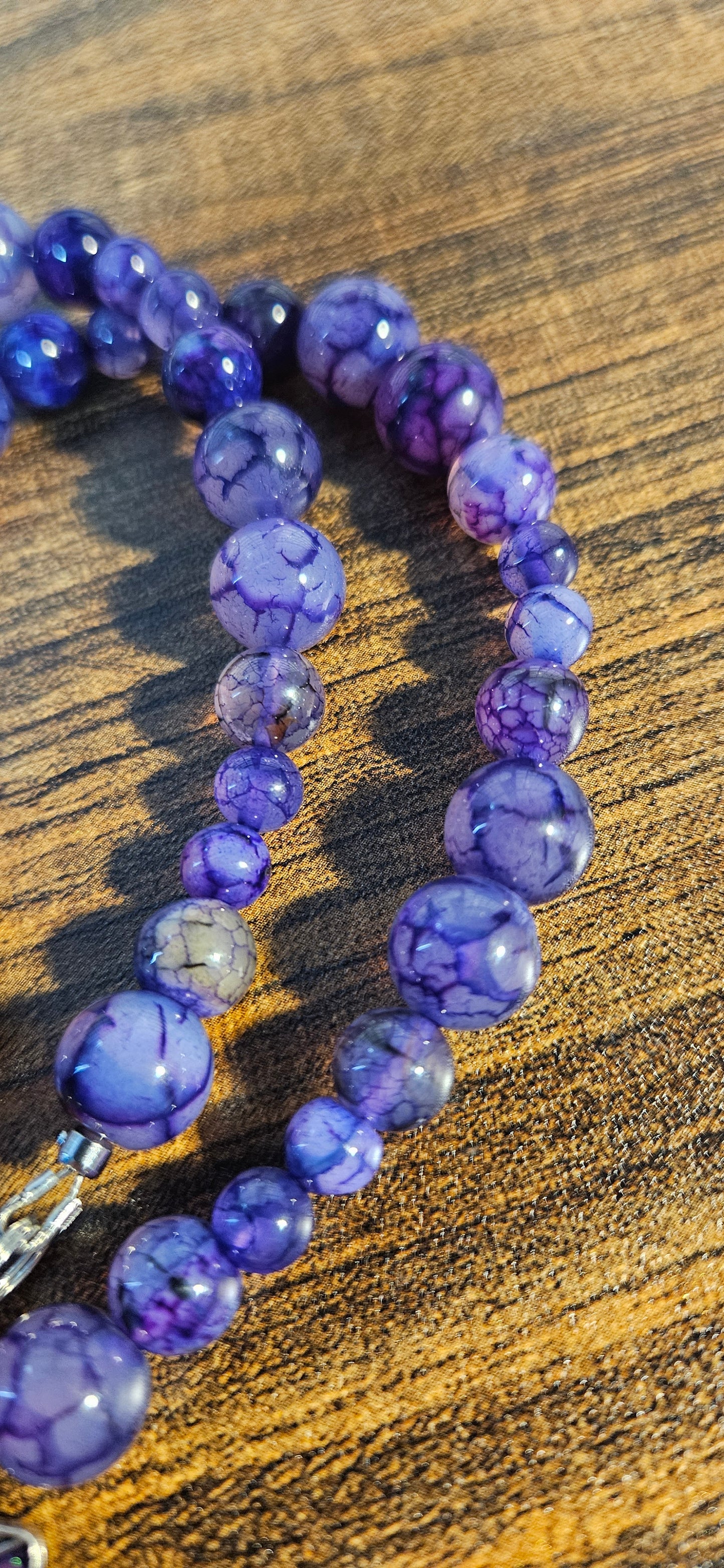 Purple Dragon Agate necklace with Dragonfly Pendant