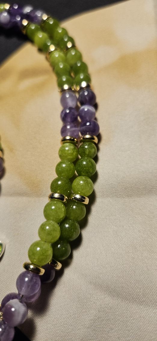 Peridot, Amethyst and Dragonfly Necklace