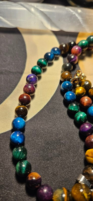 Tiger's Eye multicolor Necklace with Tear drop pendant