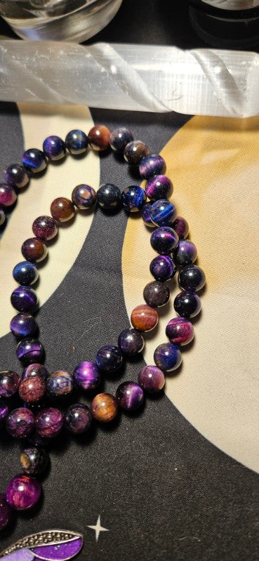 Galaxy Tiger's Eye necklace with Purple Dragonfly pendant