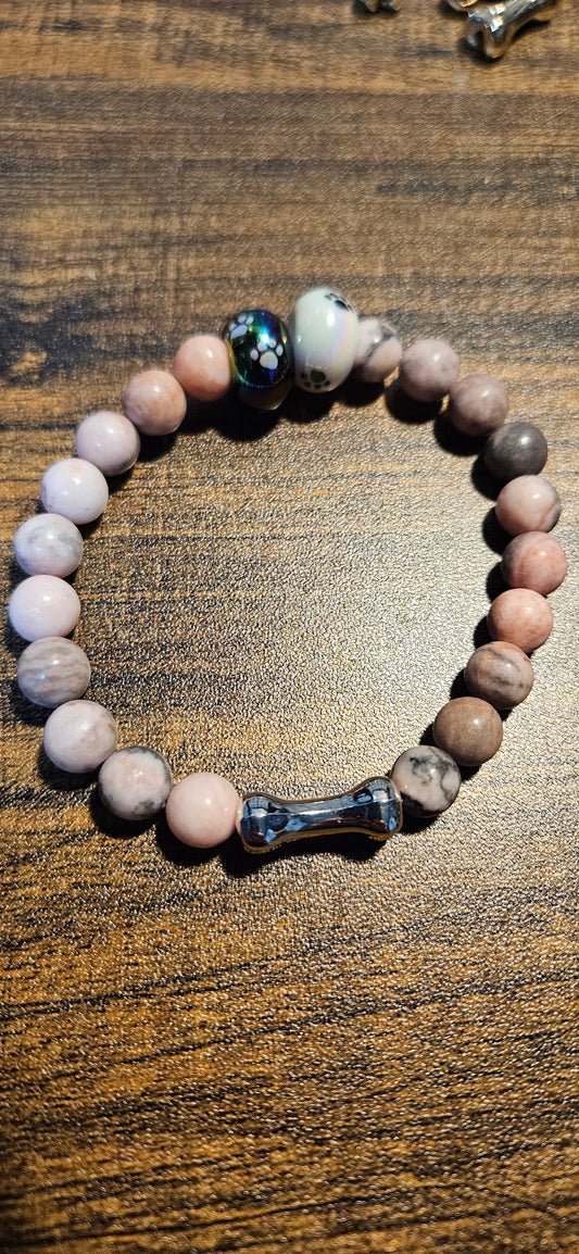Lunar Paws Bracelet Pink Zebra Jasper #3