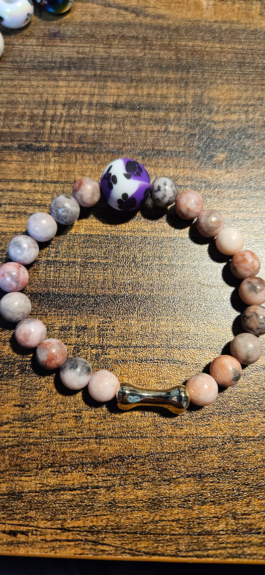 Lunar Paws Bracelet Pink Zebra Jasper #1