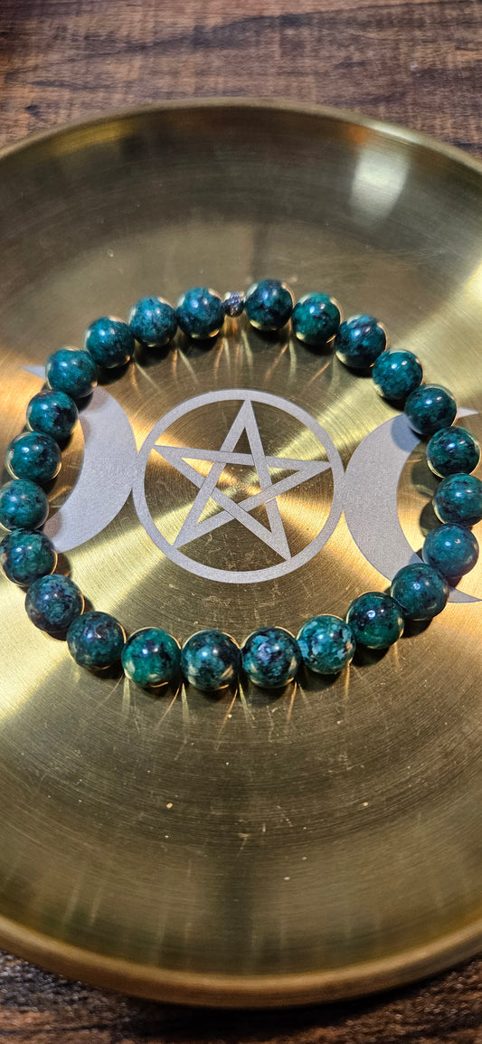 Serpentine Bracelet 8mm beads; Protection, Renewal & Grounding