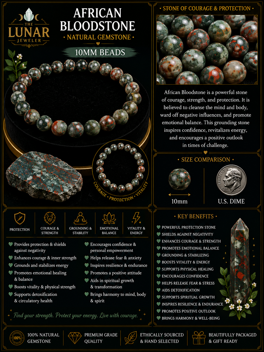 African Bloodstone Bracelet - 7.5