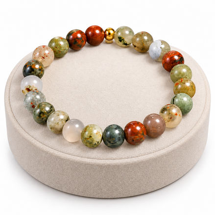 African Bloodstone Bracelet - 7.5" Elastic Crystal Bracelet