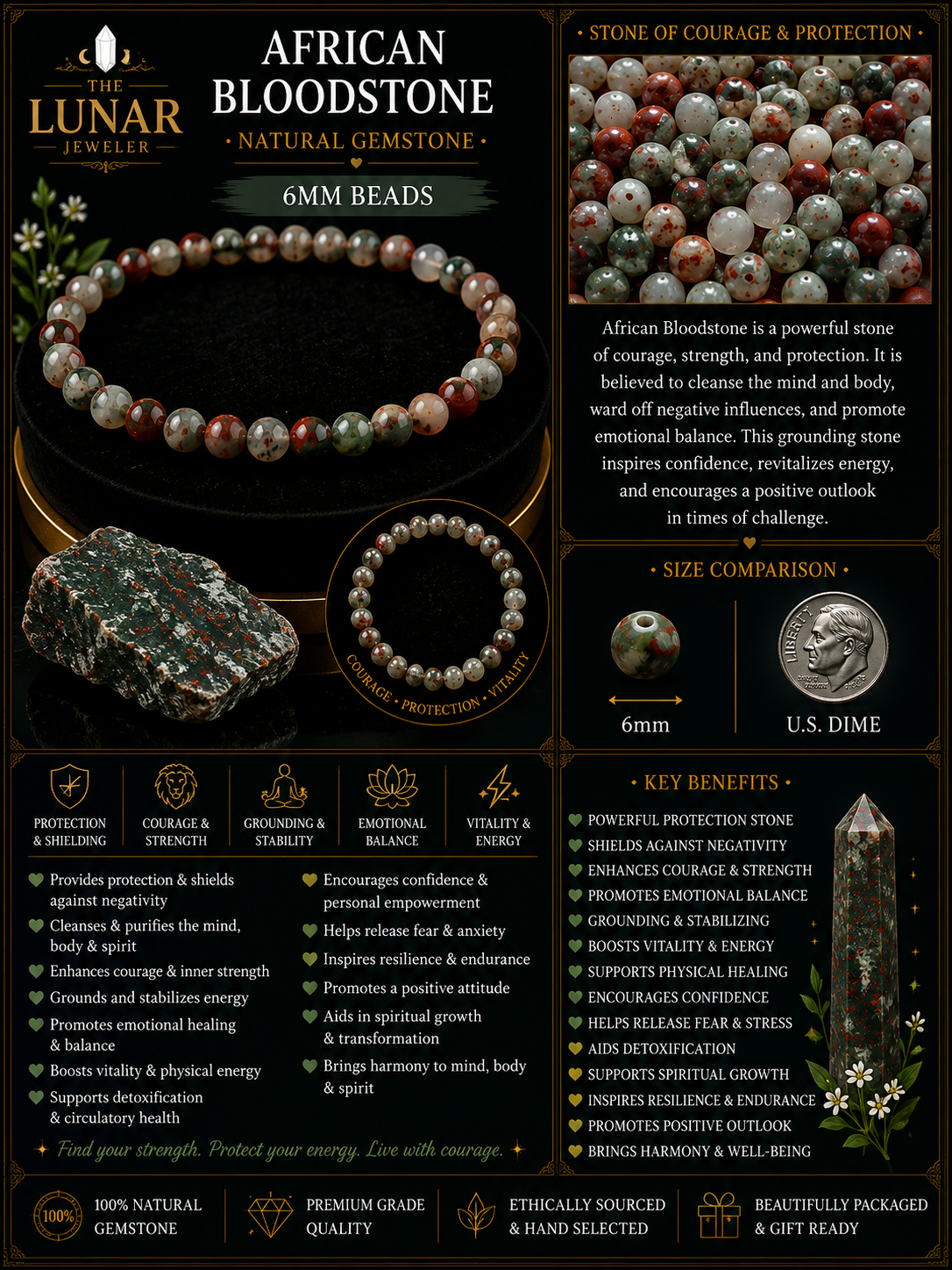 African Bloodstone Bracelet - 7.5