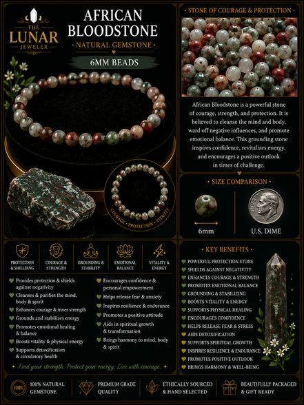 African Bloodstone Bracelet - 7.5" Elastic Crystal Bracelet