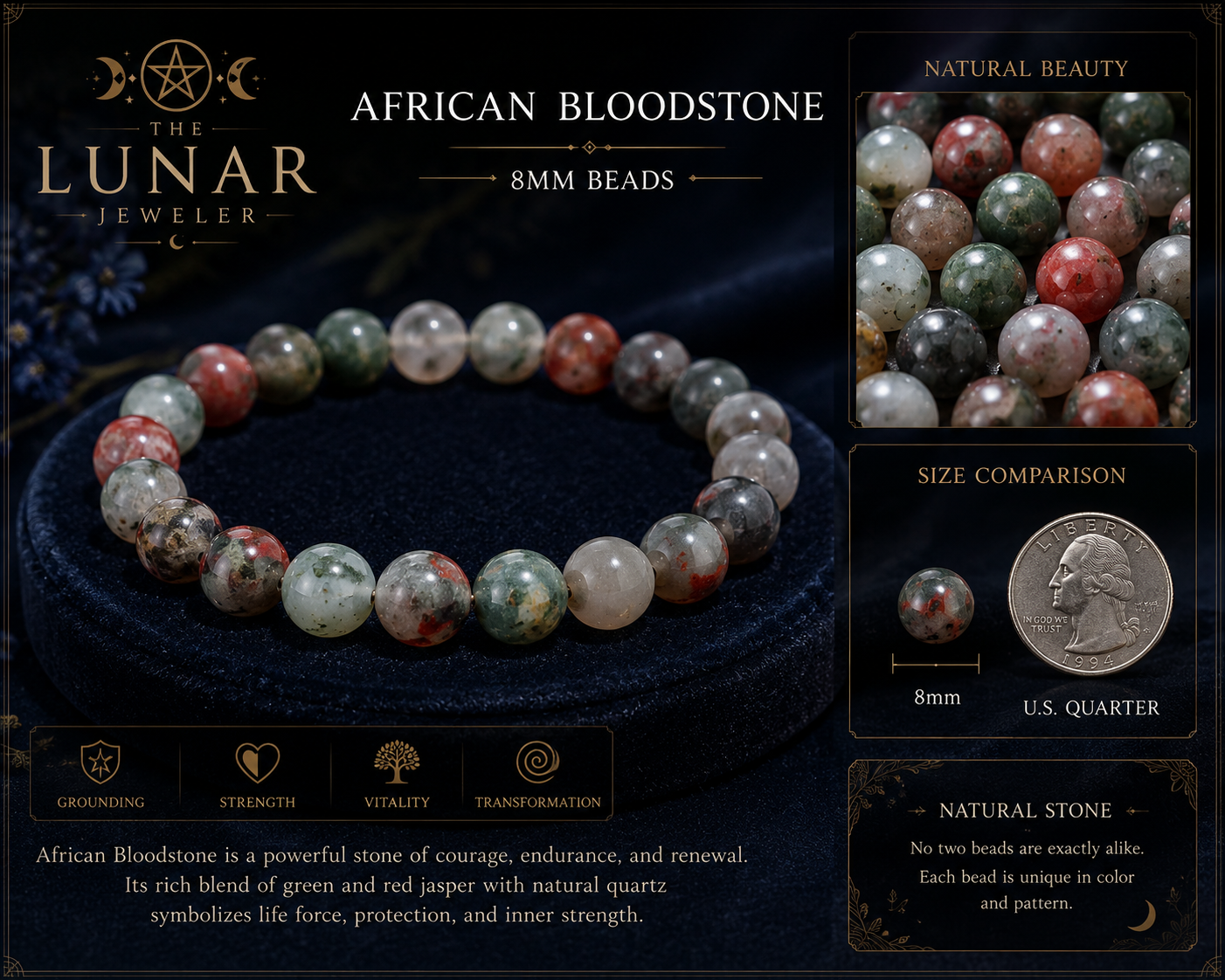 African Bloodstone Bracelet - 7.5