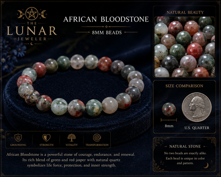 African Bloodstone Bracelet - 7.5" Elastic Crystal Bracelet