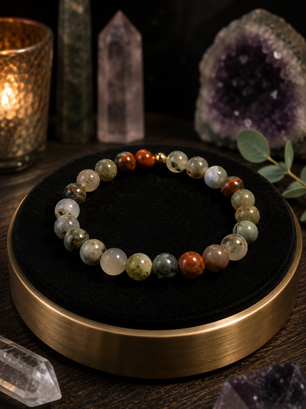 African Bloodstone Bracelet - 7.5" Elastic Crystal Bracelet