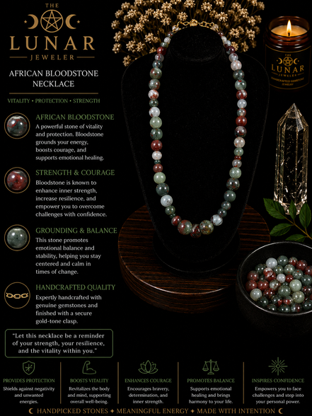 African Bloodstone Necklace – 22" Steel Wire Necklace