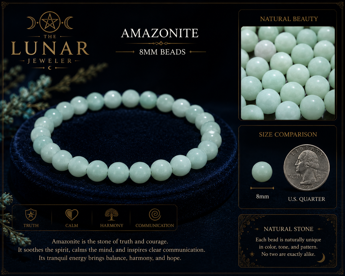 Amazonite 8mm Beaded Bracelet