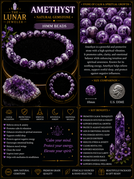 Amethyst Bracelet – 7.5" Elastic Bracelet
