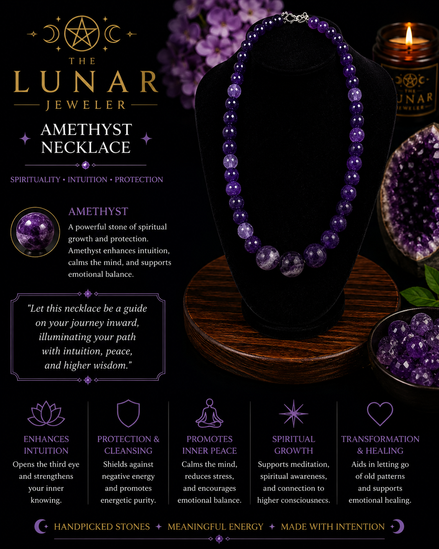 Amethyst Beaded Necklace – 22" Steel Wire Necklace