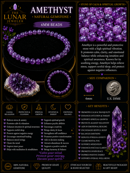 Amethyst Bracelet – 7.5" Elastic Bracelet