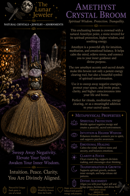 Crystal Broom – Hand-Carved Natural Gemstone Broom