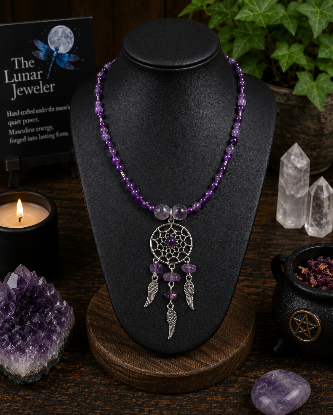 Amethyst Dreamcatcher Necklace – 22