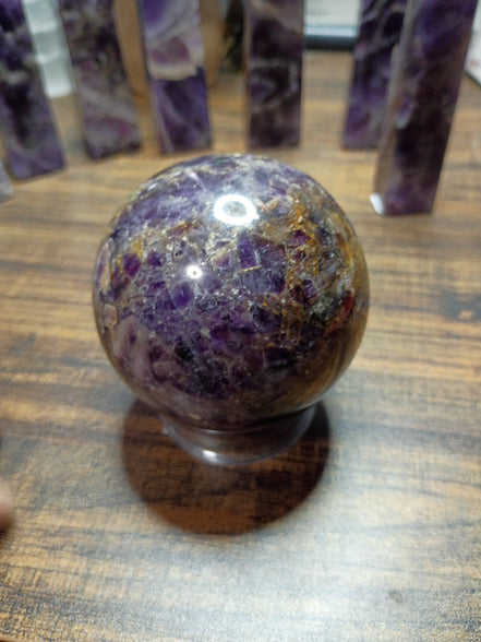 Natural Amethyst Crystal Sphere – Intuition, Calm & Spiritual Protection