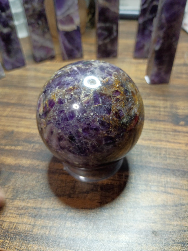 Natural Amethyst Crystal Sphere – Intuition, Calm & Spiritual Protection