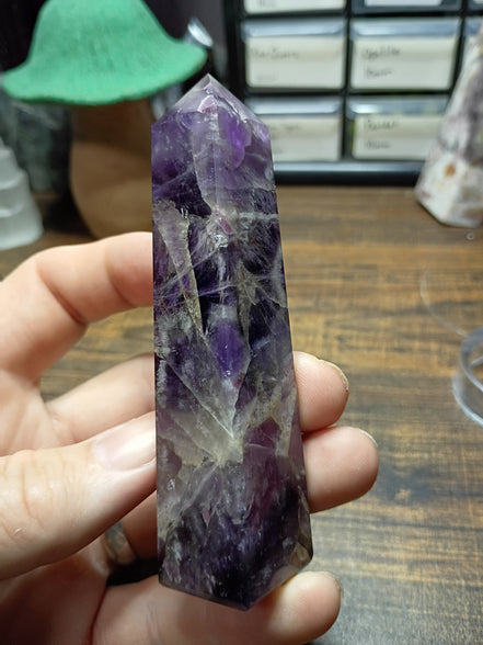 Natural Amethyst Crystal Tower – Intuition, Clarity & Spiritual Protection