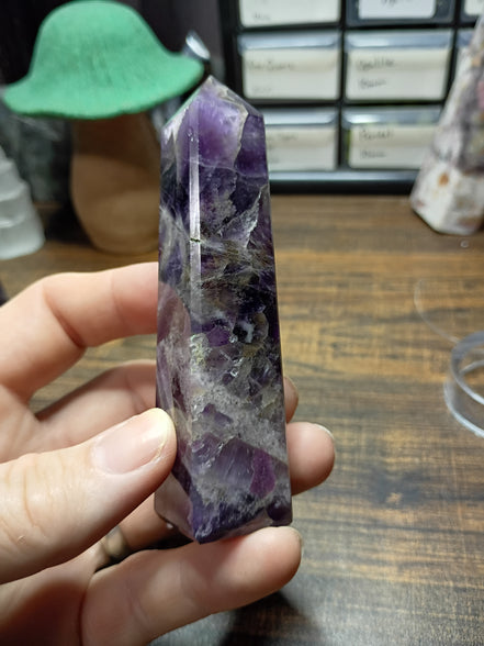 Natural Amethyst Crystal Tower – Intuition, Clarity & Spiritual Protection