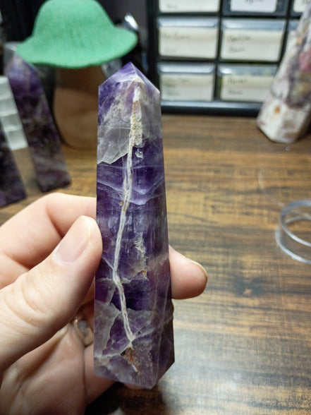 Natural Amethyst Crystal Tower – Intuition, Clarity & Spiritual Protection