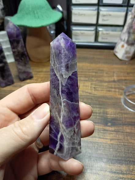 Natural Amethyst Crystal Tower – Intuition, Clarity & Spiritual Protection