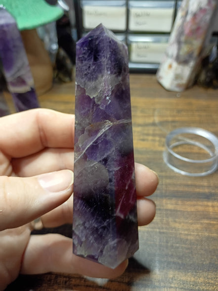 Natural Amethyst Crystal Tower – Intuition, Clarity & Spiritual Protection