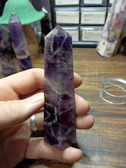 Natural Amethyst Crystal Tower – Intuition, Clarity & Spiritual Protection