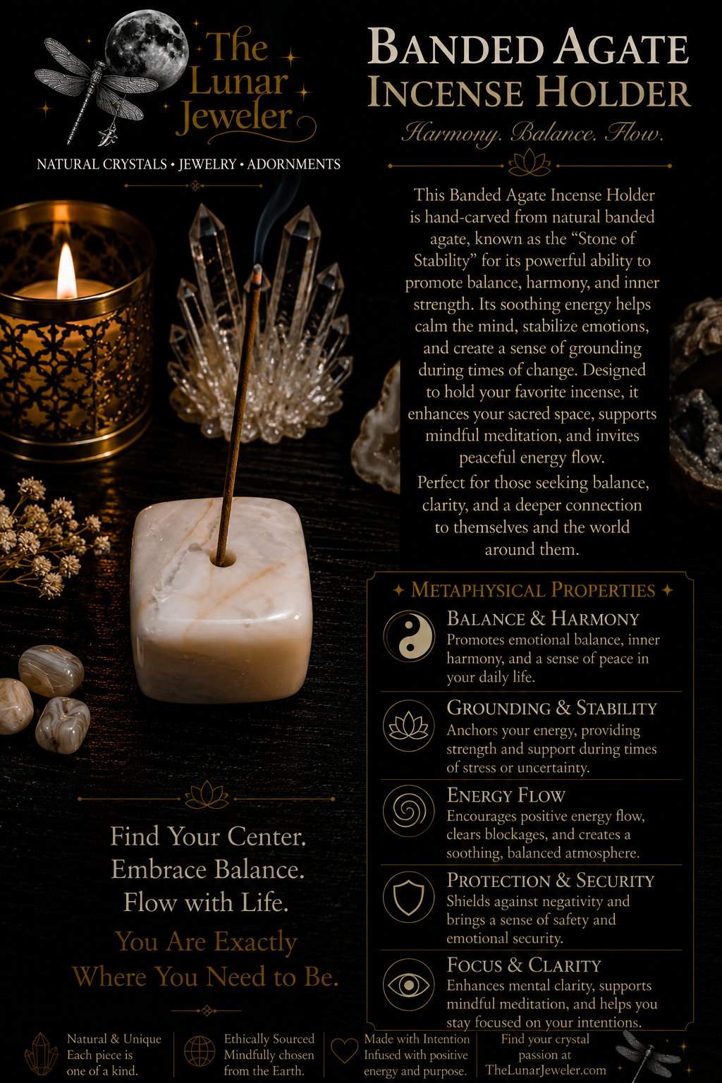 Crystal Incense Holders – Natural Gemstone Incense Burners