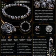 Black Dragon Agate Bracelet – 7.5