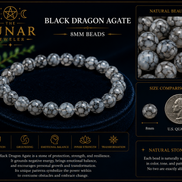 Black Dragon Agate Bracelet – 7.5