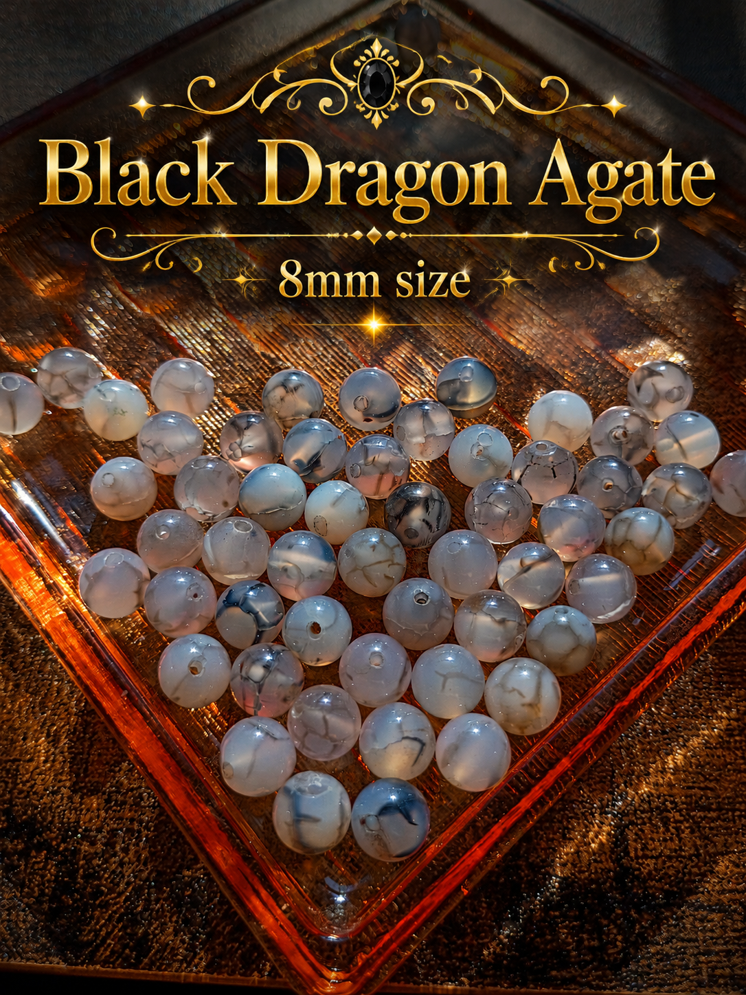 Black Dragon Agate Bracelet – 7.5