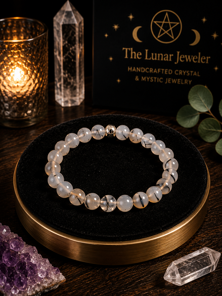 Black Dragon Agate Bracelet – 7.5" Elastic Bracelet