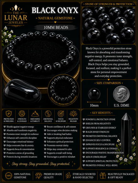 Black Onyx Bracelet – 7.5" Elastic Bracelet