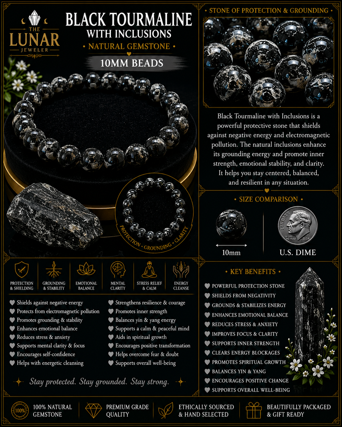Black Tourmaline Bracelet – 7.5