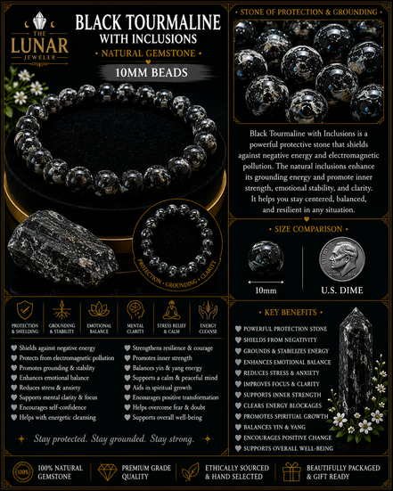 Black Tourmaline Bracelet – 7.5" Elastic Bracelet