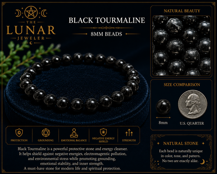 Black Tourmaline Bracelet – 7.5" Elastic Bracelet