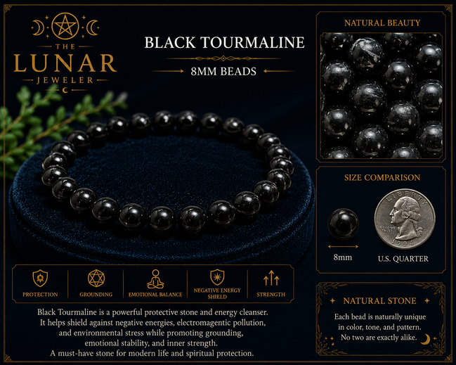 Black Tourmaline Bracelet – 7.5" Elastic Bracelet