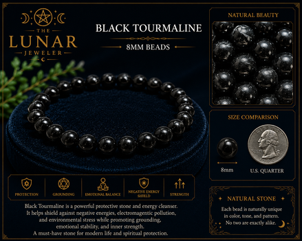 Black Tourmaline Bracelet – 7.5" Elastic Bracelet