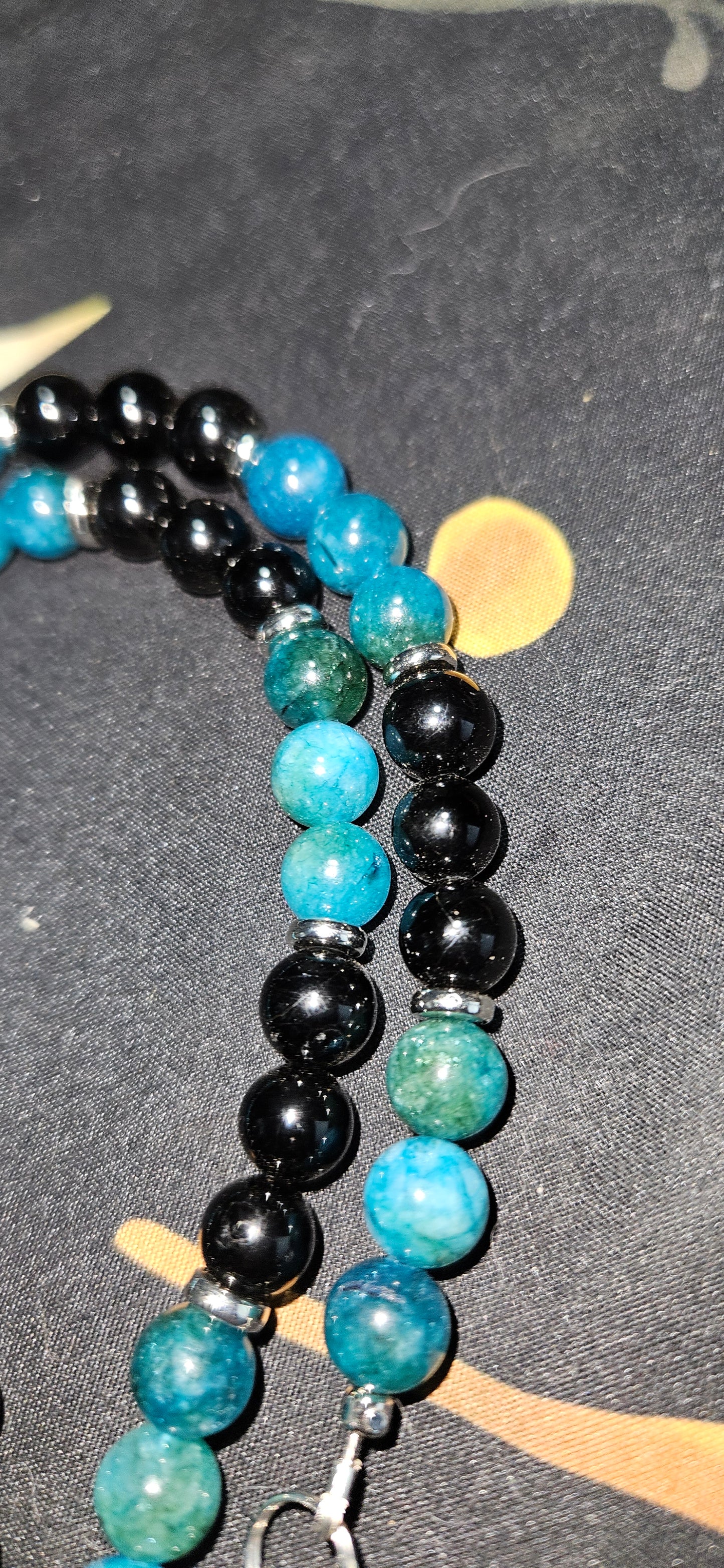 Blue Apatite, Black Tourmaline necklace