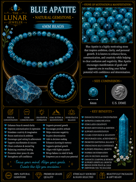 Blue Apatite Bracelet – 7.5" Elastic Bracelet