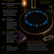 Blue Apatite & Black Tourmaline Bracelet – 7.5