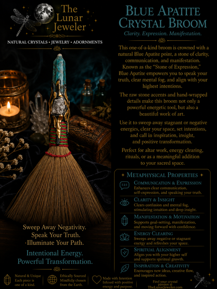 Crystal Broom – Hand-Carved Natural Gemstone Broom
