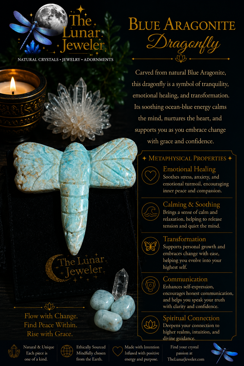 Hand-Carved Crystal Dragonfly – Natural Gemstone Dragonfly Carving